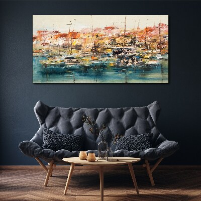 Obraz canvas Abstrakcia prístavných lodí lode