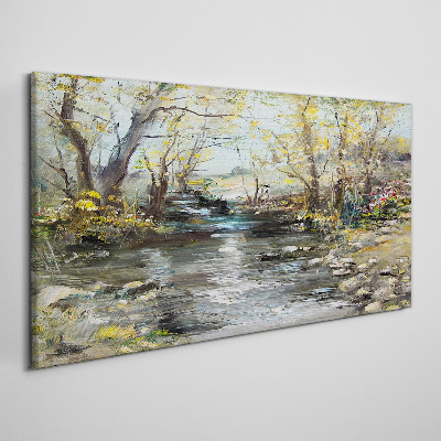 Obraz canvas Jarná krajina pri potoku
