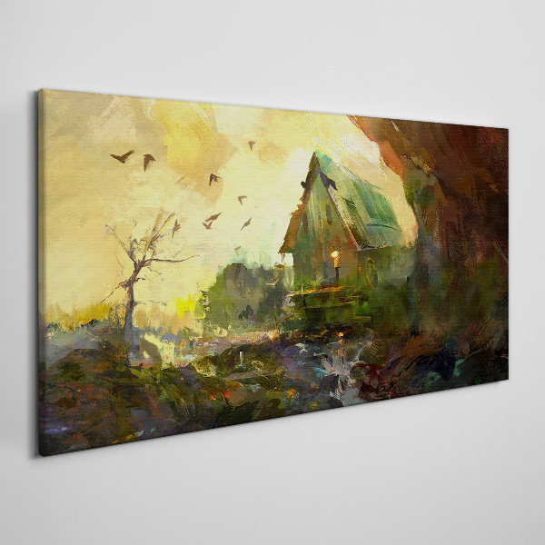 Obraz Canvas Zimná krajina s domom