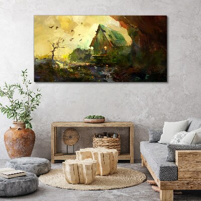 Obraz Canvas Zimná krajina s domom