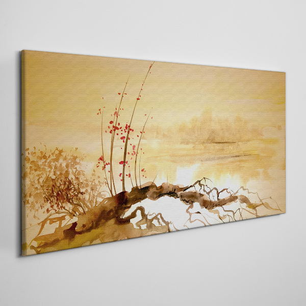 Obraz canvas Zlaté odtiene na okraji vody