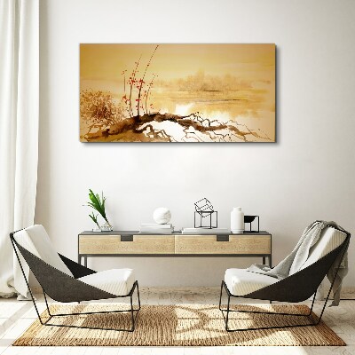 Obraz canvas Zlaté odtiene na okraji vody