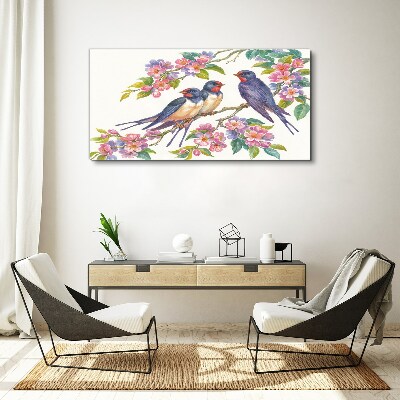 Obraz canvas Zvieratá Birds Flowers