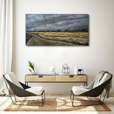 Obraz Canvas Búrlivá obloha nad poľnou cestou