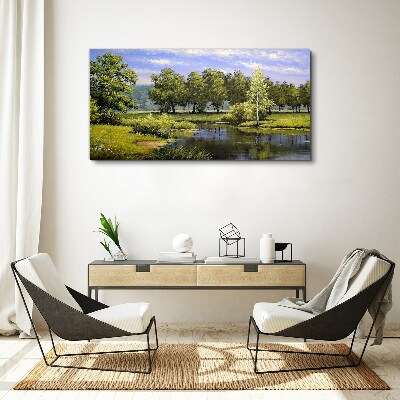 Obraz Canvas Pokojná krajina pri rieke