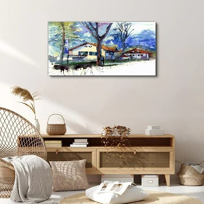 Obraz canvas Abstrakcie akvarel stromy