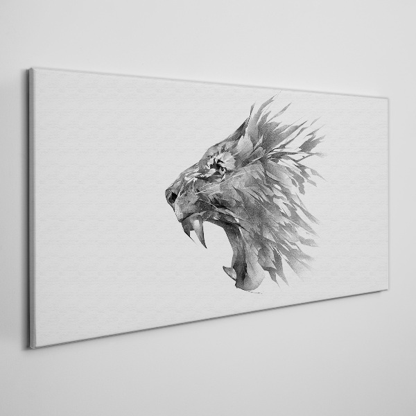 Obraz Canvas Výkrik leva v odtieňoch sivej