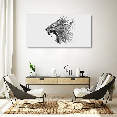 Obraz Canvas Výkrik leva v odtieňoch sivej