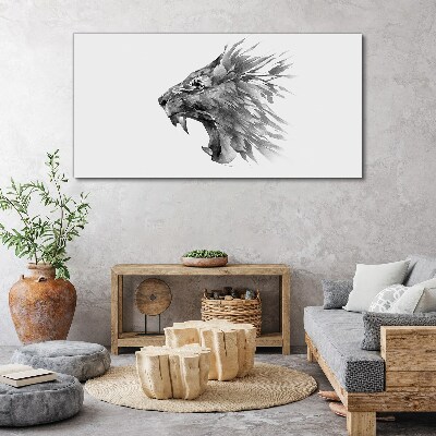Obraz Canvas Výkrik leva v odtieňoch sivej