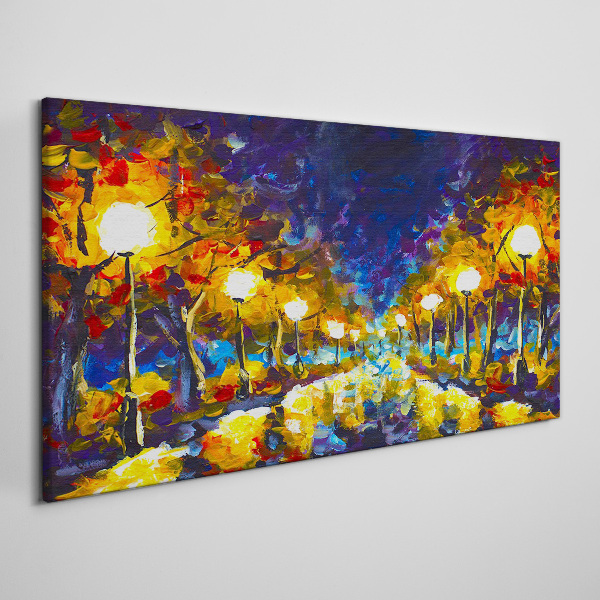 Obraz Canvas Večerná ulička s lampami