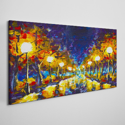 Obraz Canvas Večerná ulička s lampami