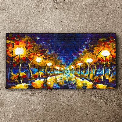 Obraz Canvas Večerná ulička s lampami