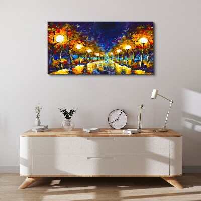Obraz Canvas Večerná ulička s lampami