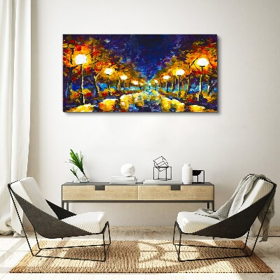 Obraz Canvas Večerná ulička s lampami