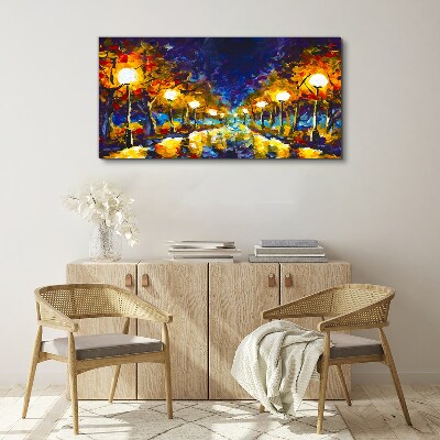 Obraz Canvas Večerná ulička s lampami