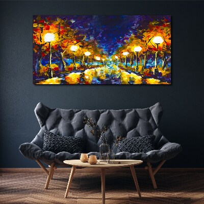 Obraz Canvas Večerná ulička s lampami