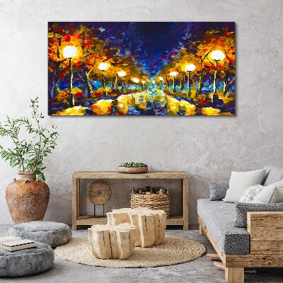 Obraz Canvas Večerná ulička s lampami