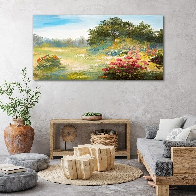Obraz canvas Kvetinová krajina letného rána
