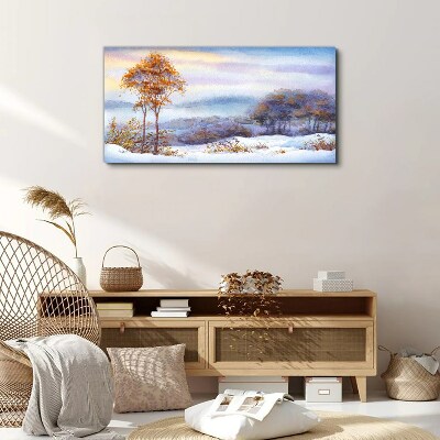 Obraz Canvas Zimný maľba stromov