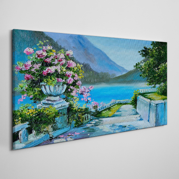 Obraz canvas Lake hory kvety