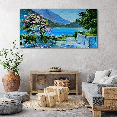 Obraz canvas Lake hory kvety