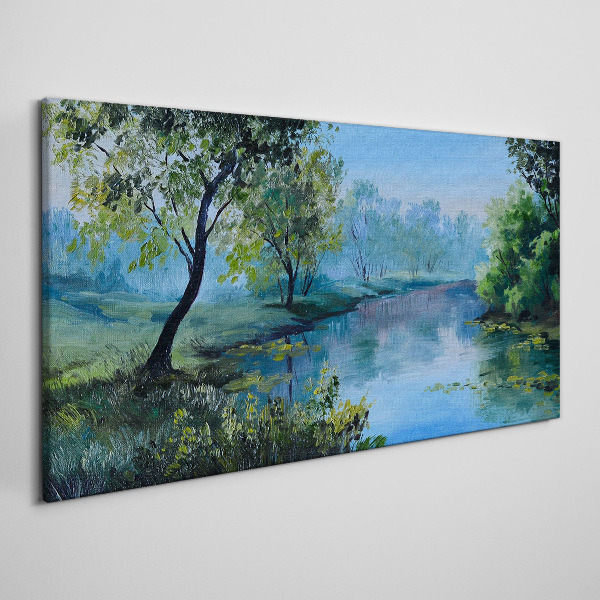 Obraz canvas Pokojná krajina pri rieke
