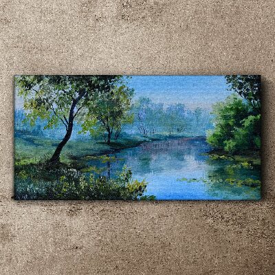 Obraz canvas Pokojná krajina pri rieke