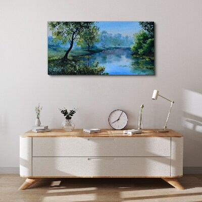 Obraz canvas Pokojná krajina pri rieke