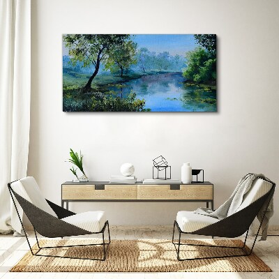 Obraz canvas Pokojná krajina pri rieke