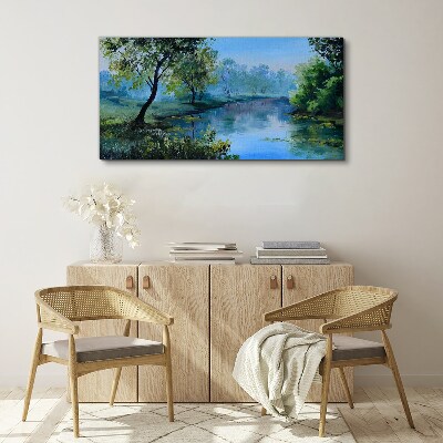 Obraz canvas Pokojná krajina pri rieke