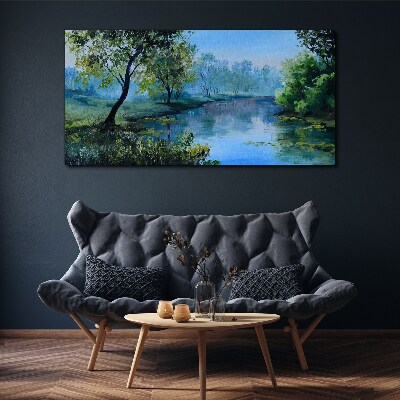 Obraz canvas Pokojná krajina pri rieke