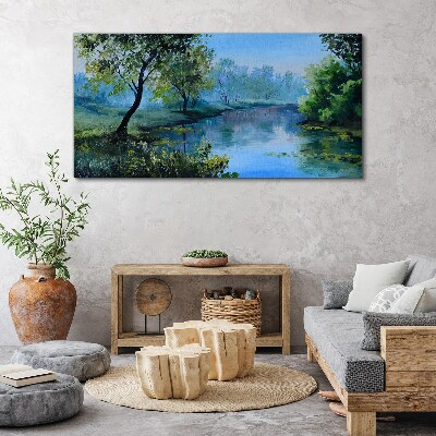 Obraz canvas Pokojná krajina pri rieke