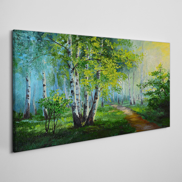 Obraz canvas Zelený les v rannej hmle