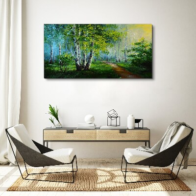 Obraz canvas Zelený les v rannej hmle