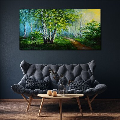 Obraz canvas Zelený les v rannej hmle
