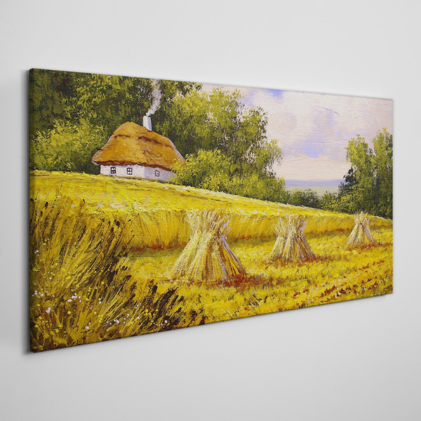 Obraz Canvas Zlaté polia a vidiecka chalúpka