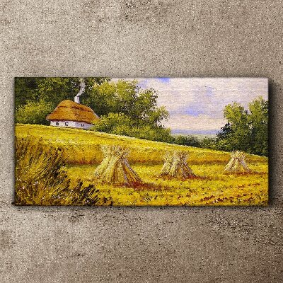 Obraz Canvas Zlaté polia a vidiecka chalúpka