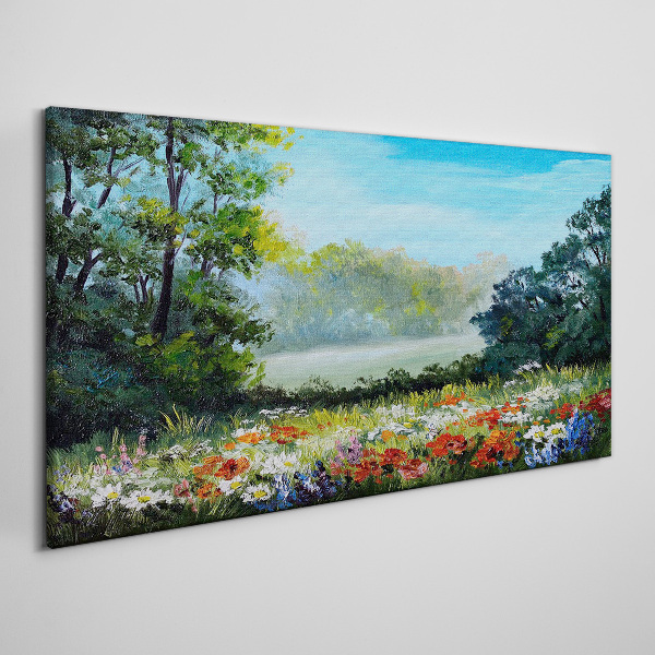 Obraz canvas Kvetinová krajina v letnom slnku