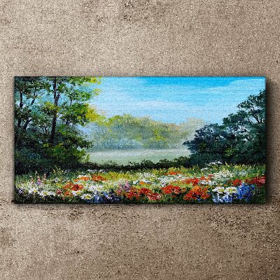 Obraz canvas Kvetinová krajina v letnom slnku