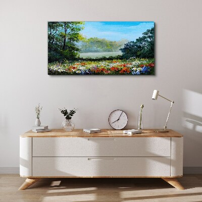 Obraz canvas Kvetinová krajina v letnom slnku