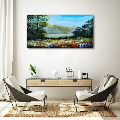 Obraz canvas Kvetinová krajina v letnom slnku