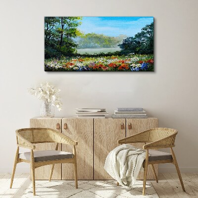 Obraz canvas Kvetinová krajina v letnom slnku
