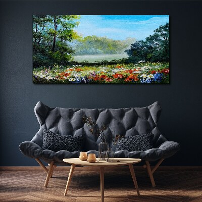 Obraz canvas Kvetinová krajina v letnom slnku