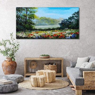 Obraz canvas Kvetinová krajina v letnom slnku