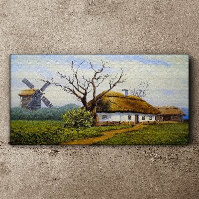 Obraz Canvas Vidiecka scenéria s veterným mlynom