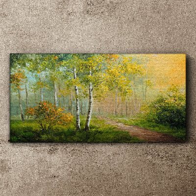 Obraz canvas Lesná cesta do zlatej hmly