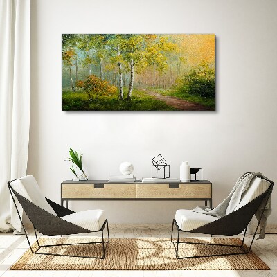 Obraz canvas Lesná cesta do zlatej hmly