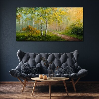 Obraz canvas Lesná cesta do zlatej hmly