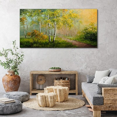 Obraz canvas Lesná cesta do zlatej hmly