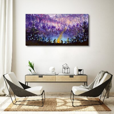 Obraz Canvas Čaro večerného táboráku v lese